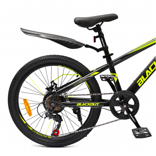 Горный велосипед 22" BLACKOUT,  скоростной, дисковые  тормоза, 22", SHIMANO,  2023, чёрно-желтый