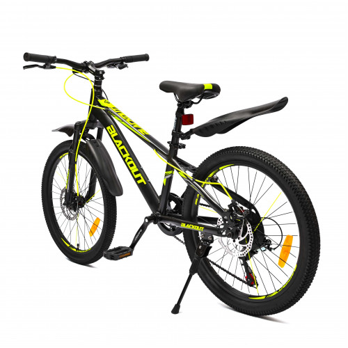 Горный велосипед 22" BLACKOUT,  скоростной, дисковые  тормоза, 22", SHIMANO,  2023, чёрно-желтый