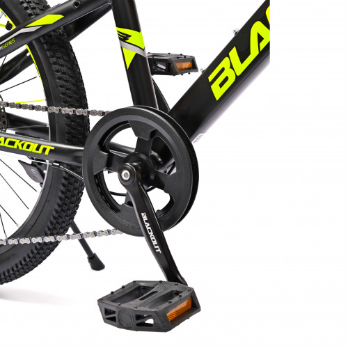 Горный велосипед 22" BLACKOUT,  скоростной, дисковые  тормоза, 22", SHIMANO,  2023, чёрно-желтый