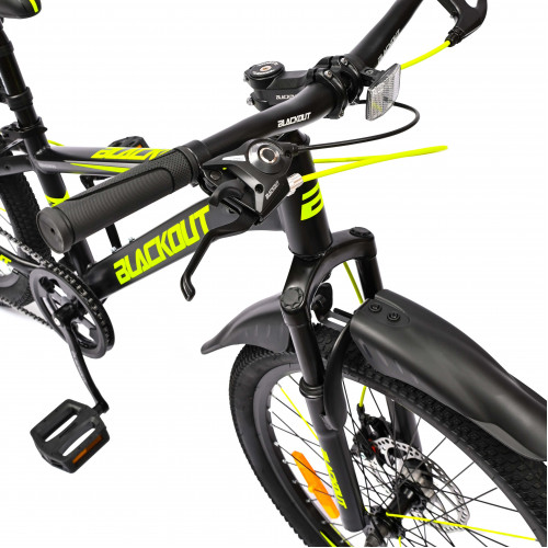 Горный велосипед 22" BLACKOUT,  скоростной, дисковые  тормоза, 22", SHIMANO,  2023, чёрно-желтый
