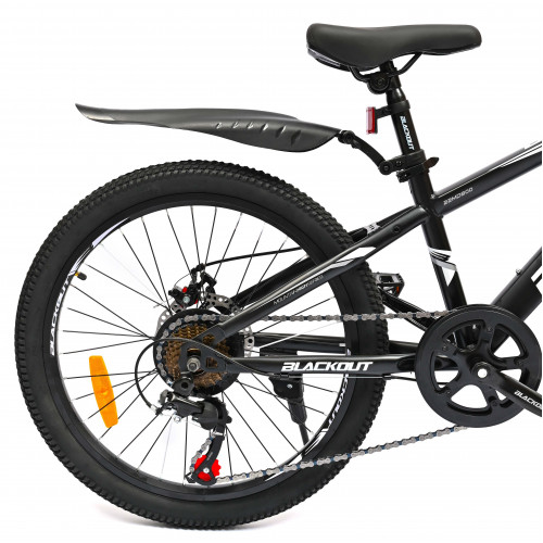 Горный велосипед 22" BLACKOUT,  скоростной, дисковые  тормоза, 22", SHIMANO,  2023, чёрно-белый