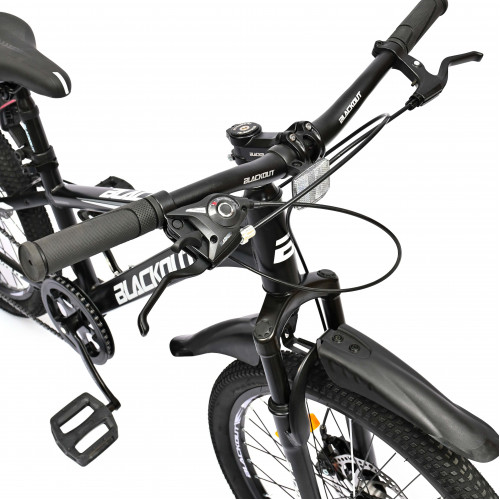 Горный велосипед 22" BLACKOUT,  скоростной, дисковые  тормоза, 22", SHIMANO,  2023, чёрно-белый