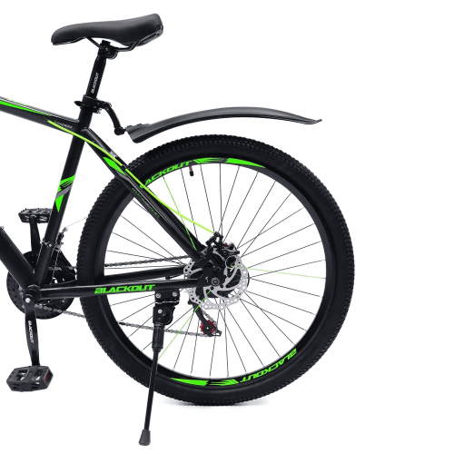 Велосипед горный 27.5", скоростной, дисковые тормоза, BLACKOUT, чёрно-зелёный  