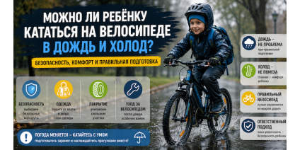 Можно ли ребёнку кататься на велосипеде в дождь и холод