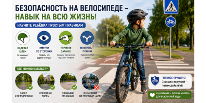 Как научить ребёнка правилам безопасности на велосипеде