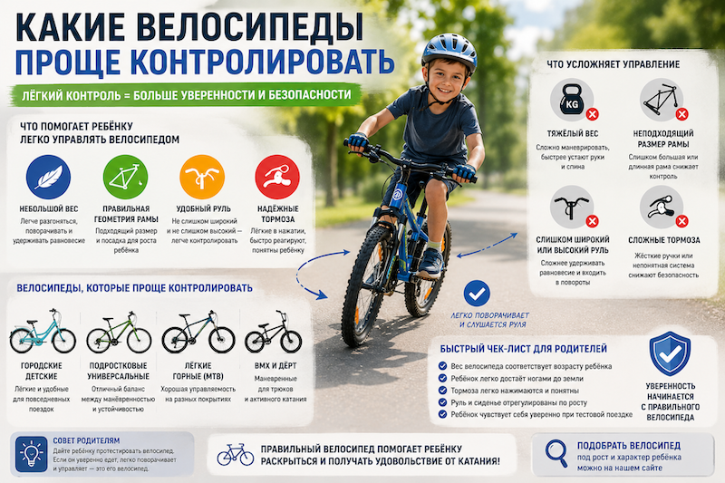 Мальчик едет на велосипеде