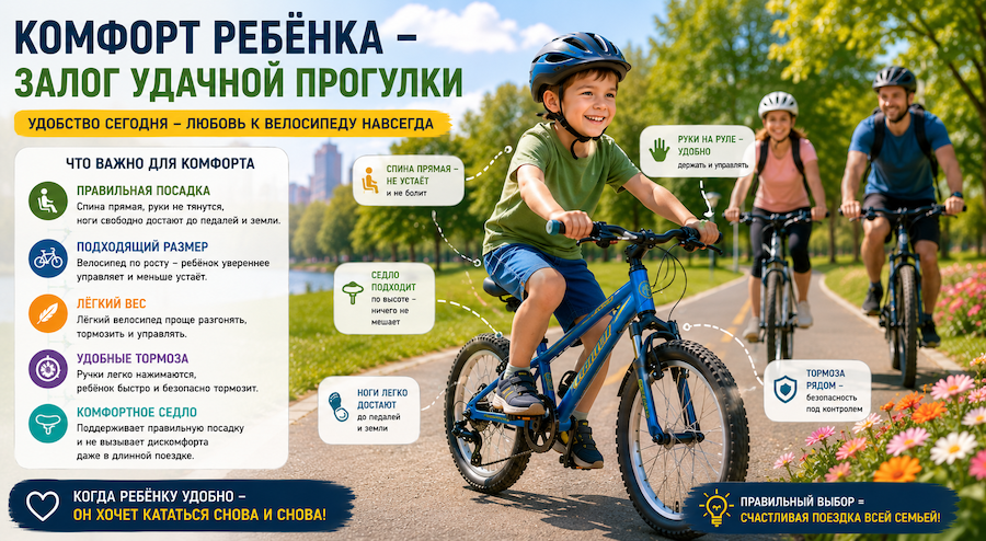 Семья на прогулке на велосипедах